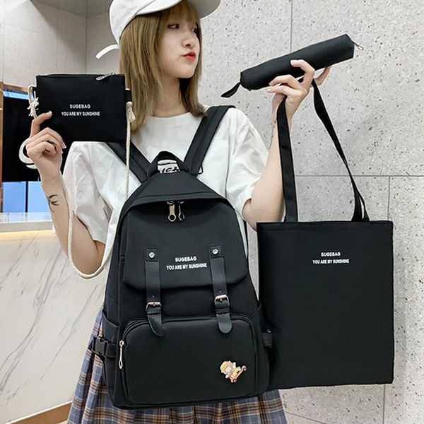 

2020 новый холст рюкзак 4 шт / комплект женщин школьные рюкзаки schoolbag для подростков девочек детские книги сумка satchel