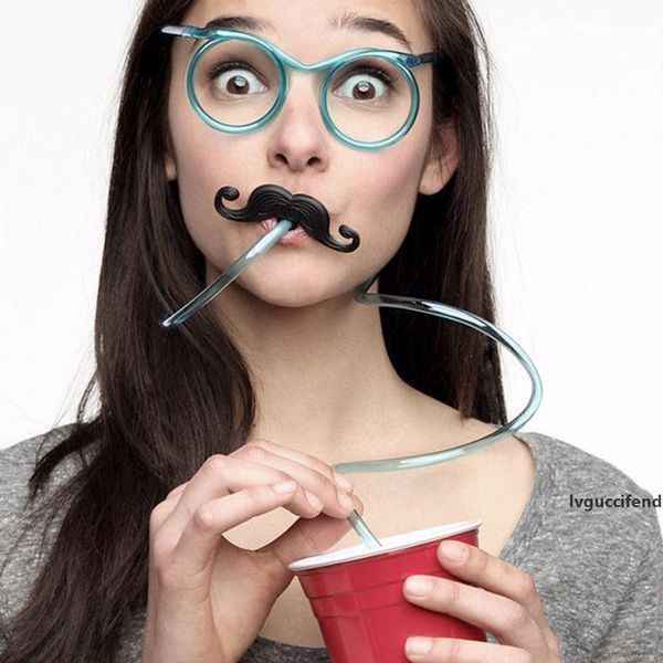 

glasses straw funny drinking tube kids party toys accessories flexible for kids adults for baby birthday party candy colors