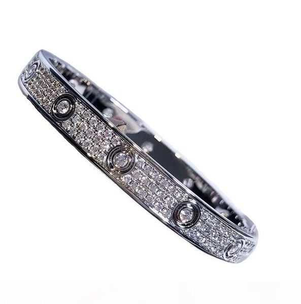 

fashion luxury full diamond stainless steel bracelet fashion womens mens designer love iced out bracelets cuff bangles screwdriver jewelry, Golden;silver