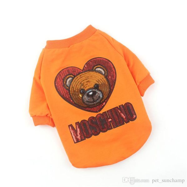 

summer sequin ornament pet shirts ins style bear pattern pet t-shirts outdoor personality charm keji chai dog apparel