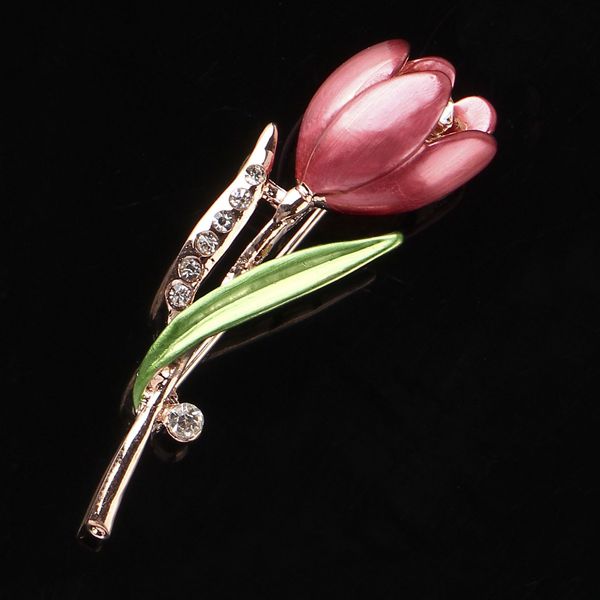 

2020 plated decorative austrian crystal brooch pin garment clothes accessories jewelry tulip brooches for women 4 colors, Gray