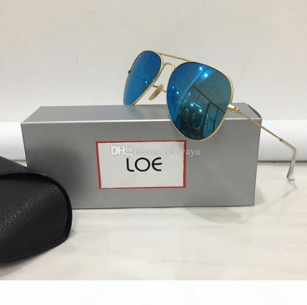 

pilot style sunglasses brand designer sunglasses for men women metal frame flash mirror glass lens fashion sunglasses gafas de sol 58mm 62mm, White;black