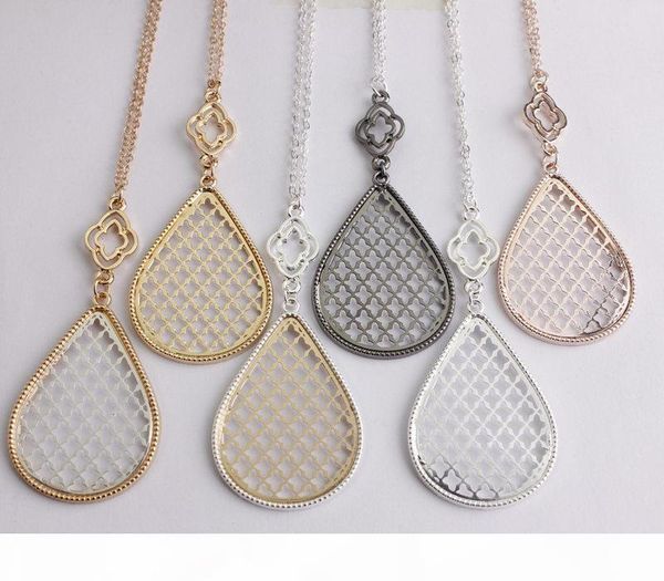 

thanksgiving day gifts gold silver plated two tone filigree teardrop pendant long chain necklace christmas jewelry 33