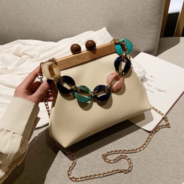 

fashion women messenger bags wood pu clutch bag elegant banquet shoulder bags for women chain handbags clutch evening