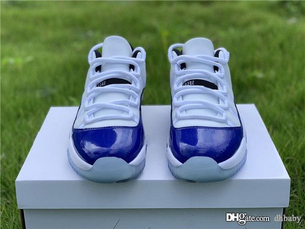 

air authentic 11 low wmns concord white bred basketball shoes 11s men women white black retro athletic sneakers with box av2187-160