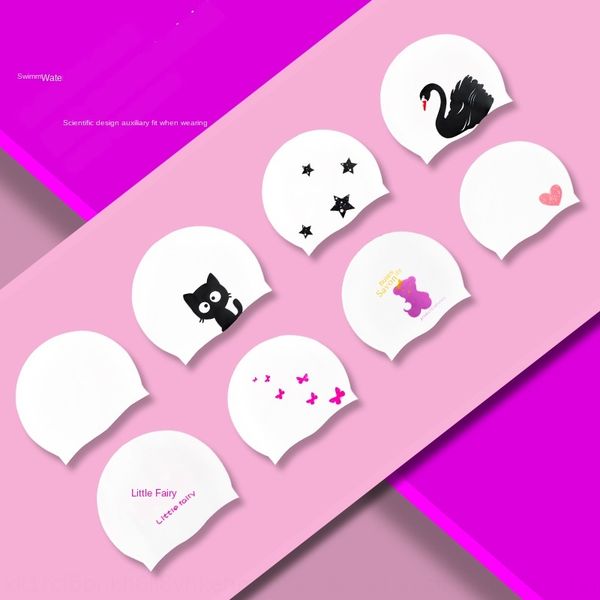 

silicone waterproof cute silicone cappattern leather swimming cap high elastic waterproof cloth swimming cap comfortable