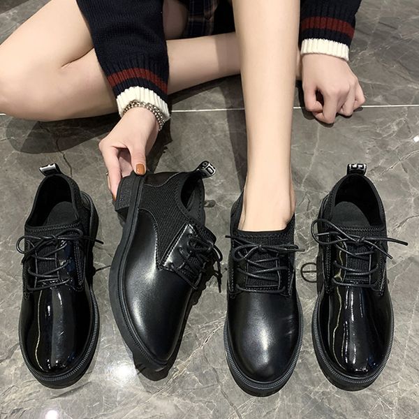

all-match cross women's shoes autumn casual female sneakers flats british style modis round toe oxfords fall on heels new dress, Black