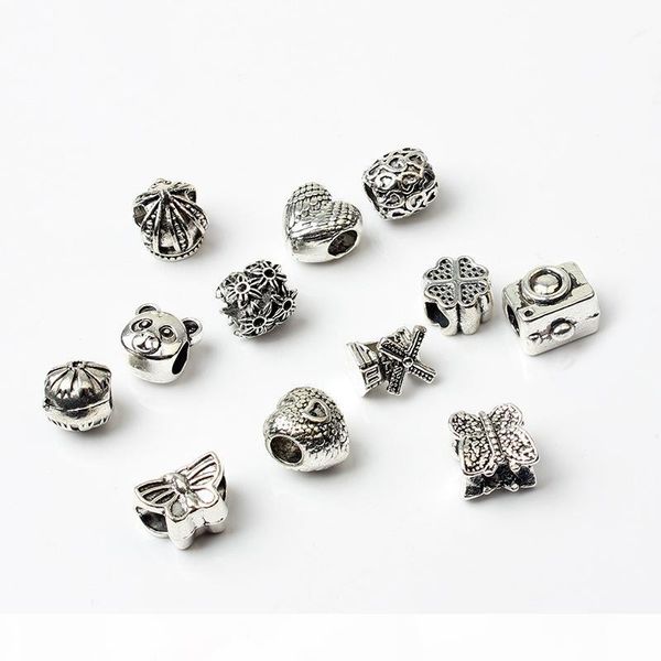 

r 12pcs mixed style wholesale beads charms for pandora diy jewelry european bracelets bangles women girls gifts, Black