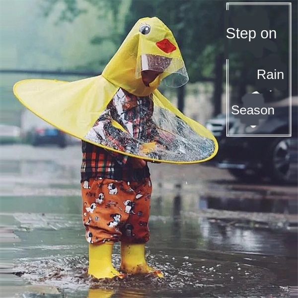 

ufo raincoat children little yellow duck cloak hat waterproof umbrella cloak umbrella student baby kindergarten poncho net red child, Red;brown