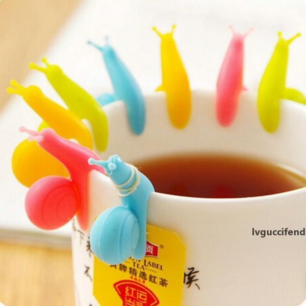 

new arrival candy colors cute snail shape silicone tea bag holder cup mug tea bag clip gift set lx8024