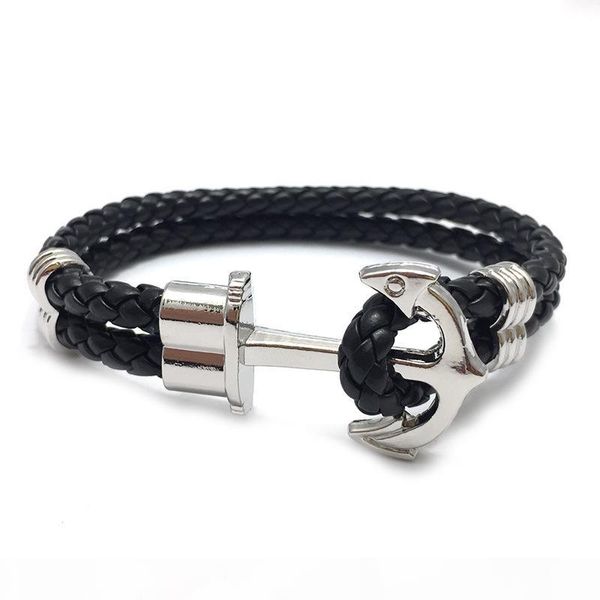 

fashion jewelry men women weave leather bracelets designer bracelets women men luxury charm silver anchor bracelets magnet man bangles 12, Golden;silver