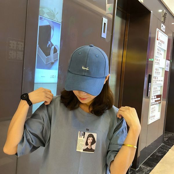 

plvge hat female summer fashion small letter embroidery male outdoor leisure sun hat korean style simple baseball embroidered baseball cap c, Blue;gray