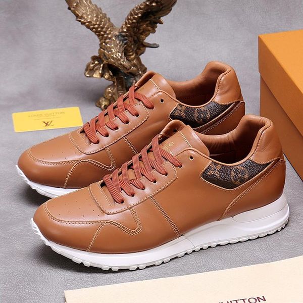 

luxury men shoes run away sneaker chaussures pour hommes footwears leather big size luxury mens sneakers shoes with box zapatos de hombre, Black