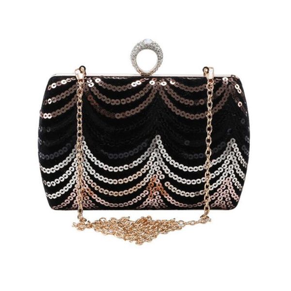 

abera 2020 women sequins evening clutch diamond ring clutch wallets bling wedding party bags with chain drop shipping mn1331