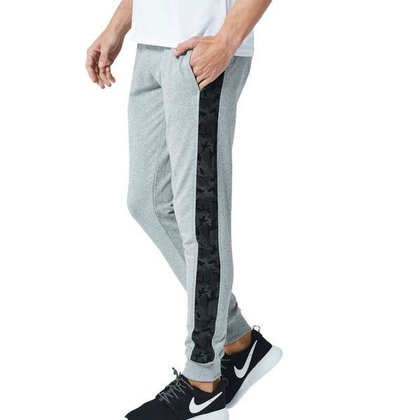 

men's pants autumn and winter casual trousers camouflage contrast color printing splicing sports loose beam clothing, Black