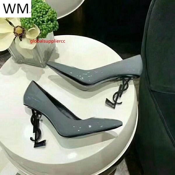 

gray patent leather professional female pointed high heels women high heels sandals slippers mules slides pumps shoes sneakers, Black;green