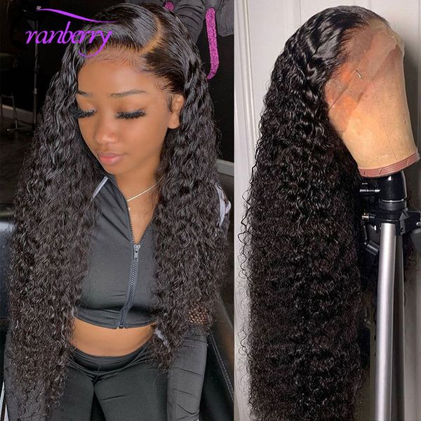 

remy peruvian water wave lace front human hair wigs pre plucked natural hairline hd transparent lace frontal wigs for women, Black;brown