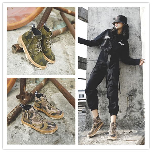 

boots female 2020 new leather boots british wind field couples short hiking shoes wholesale men and women, Black