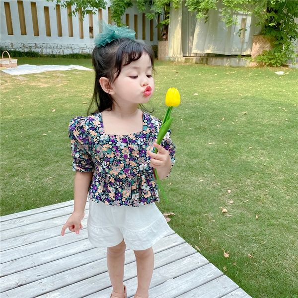

french pastoral style ~ ins korean style girl square collar bubble sleeve doll single-breasted shirt doll shirt sweet top, White;black