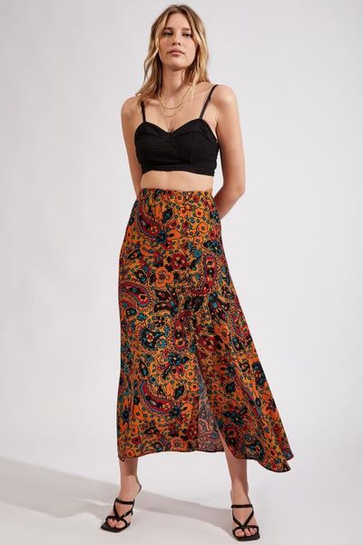 

happiness ist. women's pattern maxi skirt us00089, Black