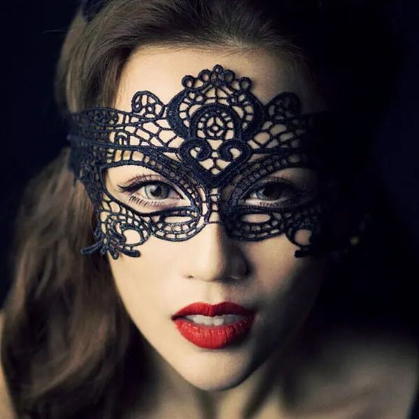 Lady Gril Seksi Siyah Dantel Hollow Yüz Maskesi Masquerade Parti Fantezi Kostüm Elbise Için Yarım Yüz