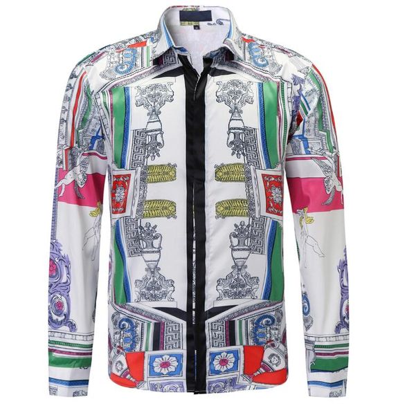 

brand new mens рубашки платья вскользь рубашки мужчин medusa рубашки gold флористической печати тонкий fit рубашки men # 07, White;black