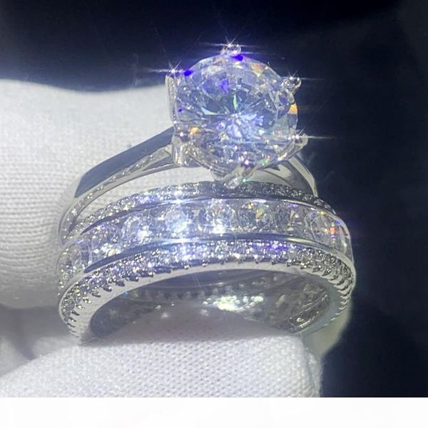 

y 2020 selling brand new couple rings 925 sterling silver round cut white z diamond fashion jewelry women wedding bridal ring s, Slivery;golden
