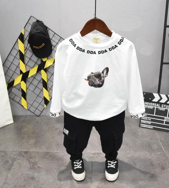 

kids clothing sets long sleeve cartoon t-shirts + pants 2pcs autumn spring children's sports suit boys clothes sets 2-6years, White