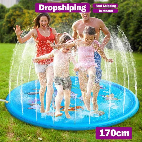 

dhl shipping 170cm summer outdoor spray water toys cushion pvc inflatable mat for children play water mat games beach lawn sprinkler pads