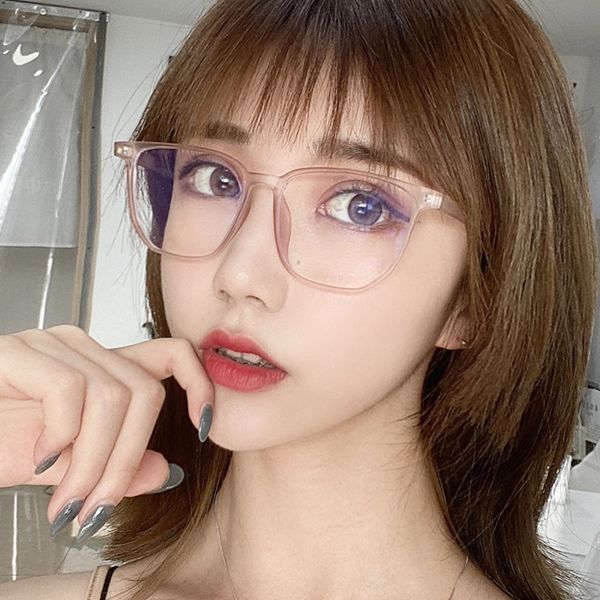 

new blue-proof myopia women's fashion korean style web celebrity plain face tr90 glasses frame men's myopia glasses frame 1542, Silver