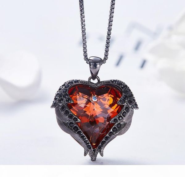 

r europe and the united states new exquisite marine heart -shaped multicolor crystal necklace fashion gift accessories female ship, Silver