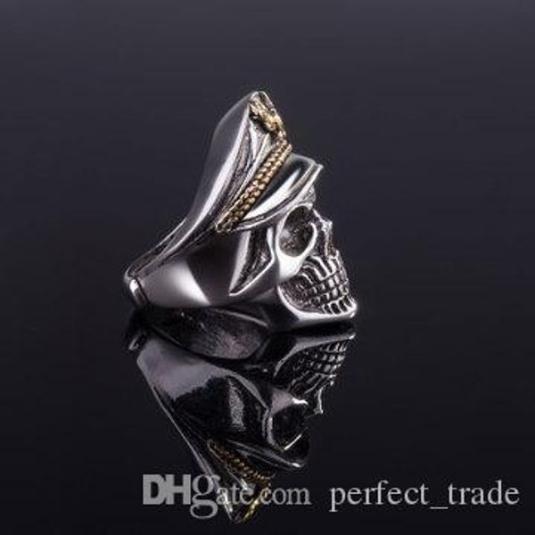 

wholesale horror skeleton rings vintage military mens rings creative rings fashion hip hop jewelry adjustable size ing, Golden;silver