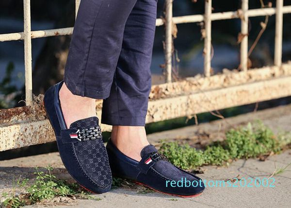 

luxury leisure flats mens designer casual dress shoes suede leather metal buckle wedding shoes fashion sneaker men shoes big size r02, Black