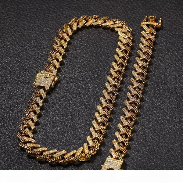 

k hip hop bling chains jewelry men iced out chains necklace gold silver black blue diamond miami cuban link chains