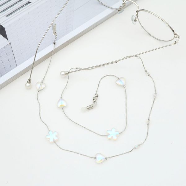 

fashion chain glassescrystal ab color peach heart flower crystal beads handmade glasses chain presbyopic glasses antichain, Blue
