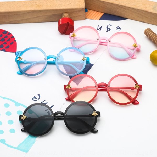

children's korean style baby's personalized children's 2020 new round face sun handsome fashion travel sun glasses sunglasses, Blue