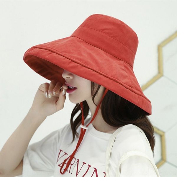 

artistic all-match face korean style large eaves fisherman fisherman sunscreen hat women's solid color casual sunscreen hat tide, Blue;gray