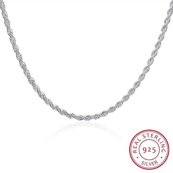 

men's fine jewelry 16" 18" 20" 22" 24'' 40/45/50/55/60cm 925 sterling silver necklace 4mm twisted rope ch