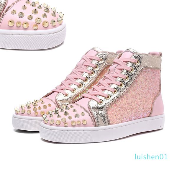 

mens red bottoms shoes designer high low cut party lovers genuine leather sneakers luxury studded spikes platform womens casual 35-46 ct10