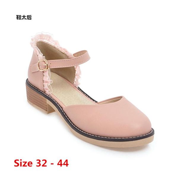 

d'orsay low heels women scarpin sandals mary janes low heel shoes woman pumps ankle strap small big size 32 - 44, Black