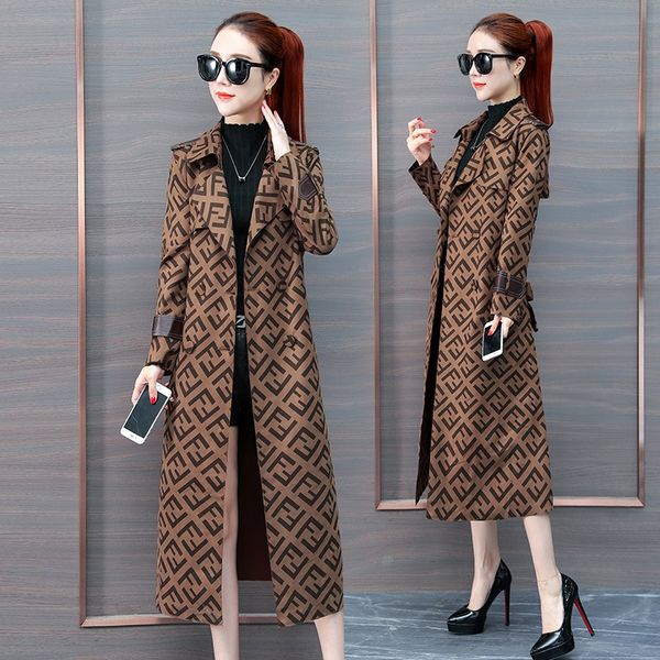 

women's new fashion close-fitting trench 2019 autumn korean style lace-up waist-covering elegant windbreaker coat lapel trench coat, Tan;black