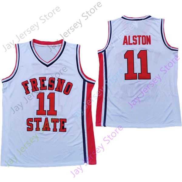 2020 New NCAA Fresno State Bulldogs FSU Jerseys 11 Rafer Alston College Basketball Jersey White Size Youth Adult