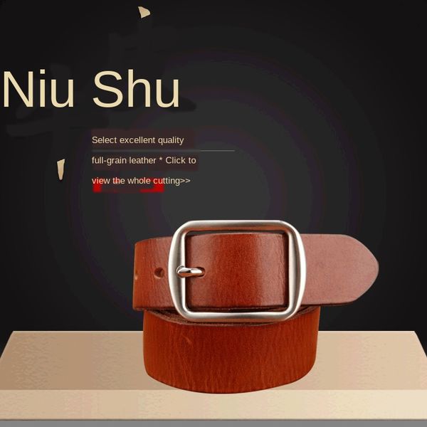 

2020 simple fashion men's layer cowhide penetrating sports wash steel 2020 simple belt buckle belt, Black;brown