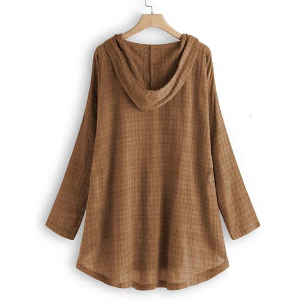 

plus size blouse women shirts summer fall and blouses button lattice long sleeve hooded pocket shirt 3, White