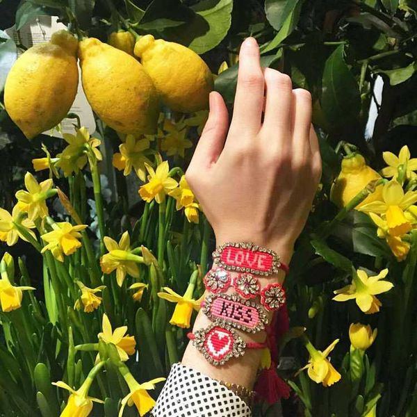 

new arrival handmade colorful bohemian bangle boho weave letter tassel crystal magnetic bracelets for women jewelry bijoux 360, Golden;silver