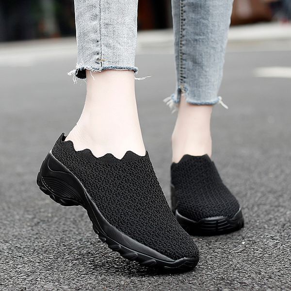 

women casual shoes fashion breathable walk mesh flat shoes lady sneakers women tenis feminino lady 2020 mesh summer, Black