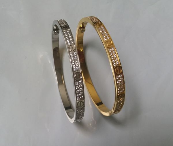 

fashion stainless steel open cuff bracelet for women female two row zirconia stone bangles in /silver/rose gold color, Black