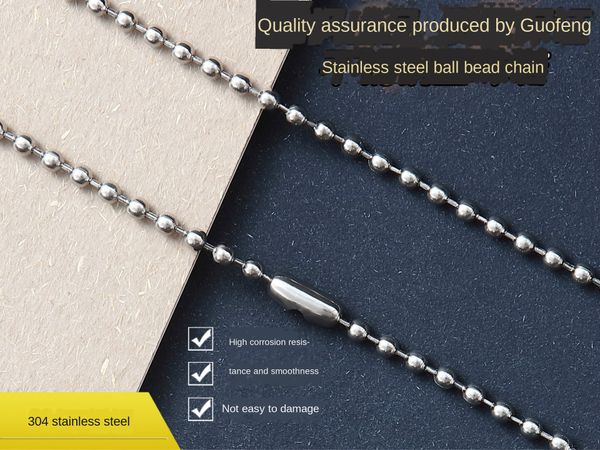 

stainless steel bead diy chain various specifications 304 round bead chain accessories diy accessories can be invoiced, Silver