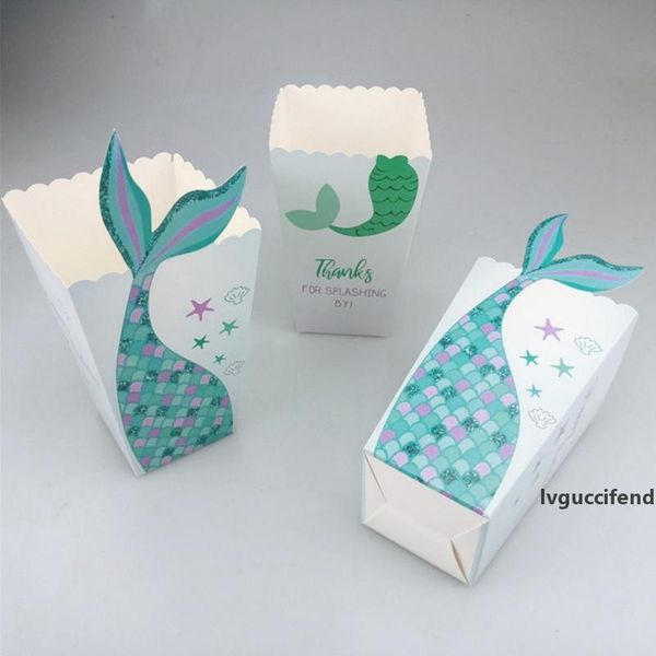 

12 pcs kawaii mermaid tail under the sea popcorn boxes party favors boxes birthday baby shower table supplies