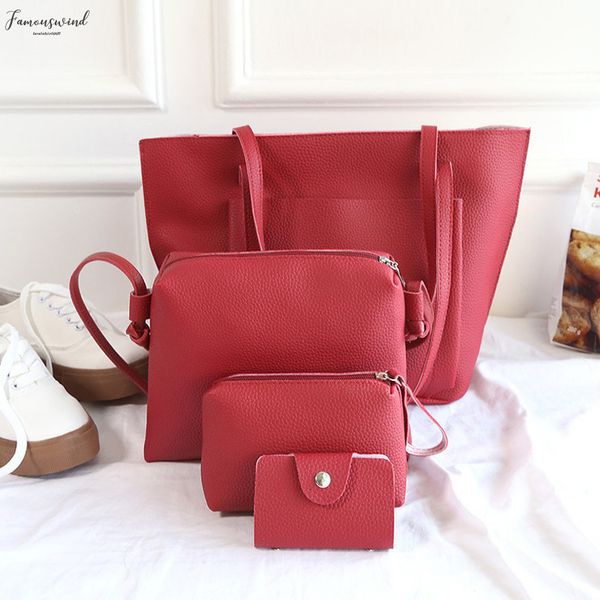 

4 vintage pcs set women shoulder crossbody bag handbag wallet pu leather fashion for travel new
